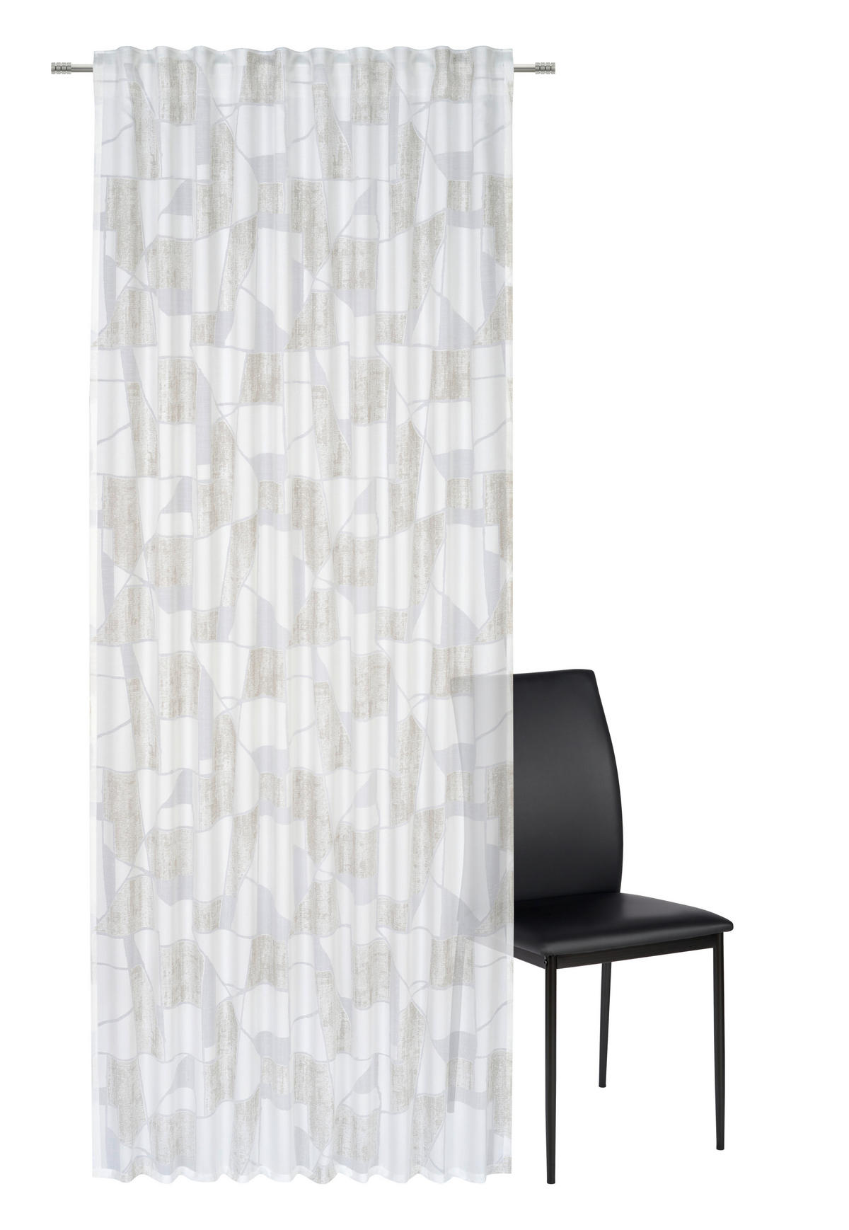 HOTOVÝ ZÁVĚS, poloprůhledné, 140/245 cm - barvy stříbra/hedvábně šedá, Konvenční, textil (140/245cm) - Esposa