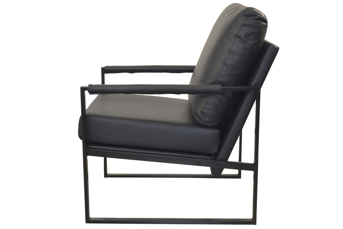 LOUNGESESSEL Lederlook Schwarz    - Schwarz, Design, Textil/Metall (65/90/81cm) - MID.YOU