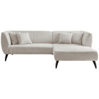 ECKSOFA in Bouclé Weiss  - Weiss/Schwarz, Modern, Holz/Textil (264/160cm) - MID.YOU