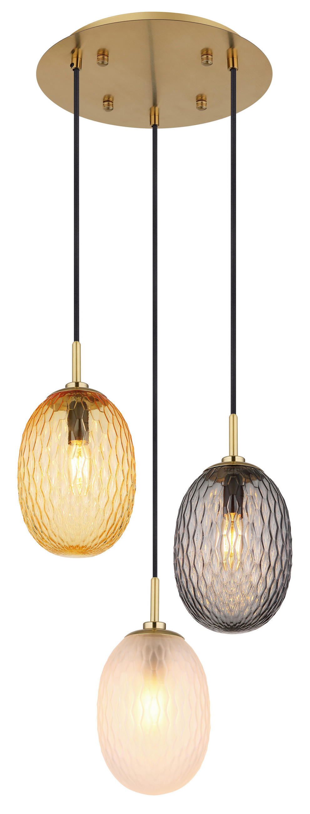 HÄNGELEUCHTE 36/120 cm    - Weiss/Goldfarben, Basics, Glas/Textil (36/120cm) - Globo