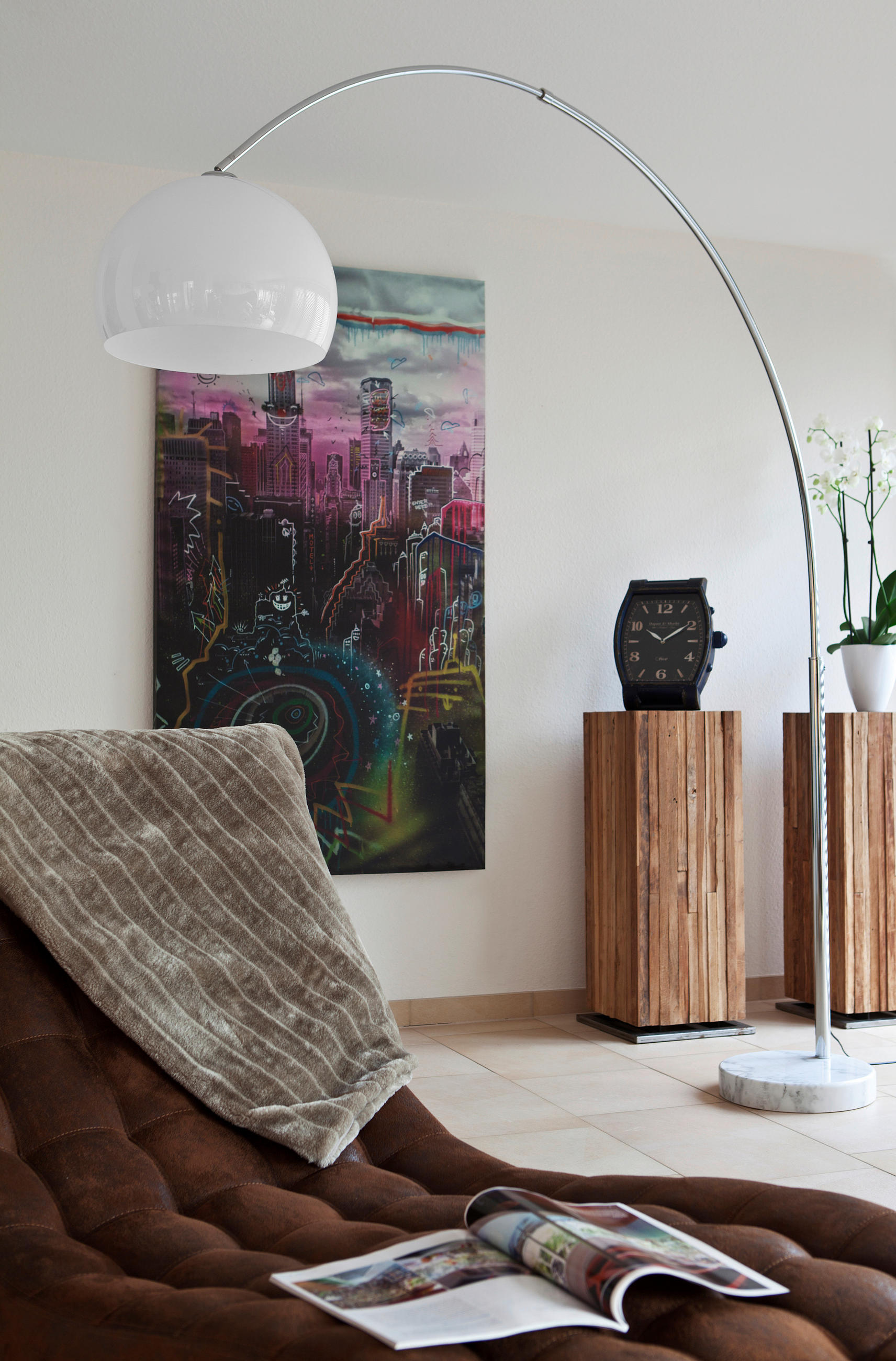 BOGENLEUCHTE  220/230/40 cm   - Weiß, Design, Kunststoff/Stein (220/230/40cm) - P & B