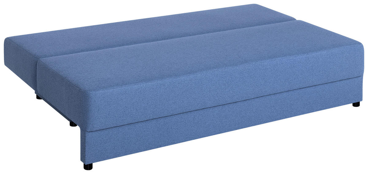 SCHLAFSOFA  mit Rücken echt Webstoff Blau  - Blau/Schwarz, Basics, Kunststoff/Textil (200/90/103cm) - P & B