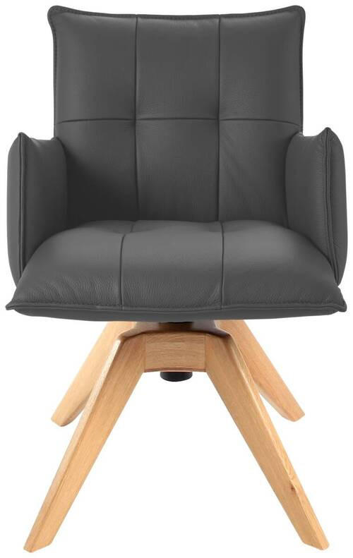 ARMLEHNSTUHL  in Echtleder pigmentiert  - Eichefarben/Schwarz, Design, Leder/Holz (86/57/65cm) - Valnatura