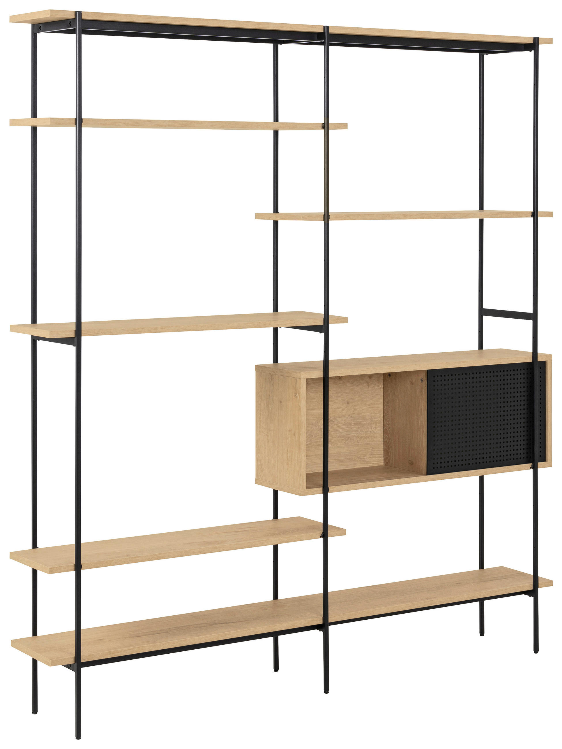 REGALELEMENT  172,0/188,0/27,0 cm Schwarz, Eichefarben  - Eichefarben/Schwarz, KONVENTIONELL, Holzwerkstoff/Metall (172,0/188,0/27,0cm) - Lomoco