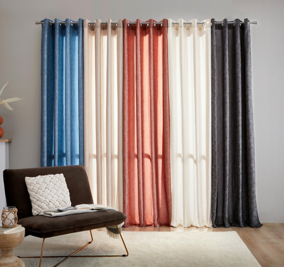 ÖSENSCHAL Gent blickdicht 135/250 cm   - Schwarz, Design, Textil (135/250cm) - Ambiente