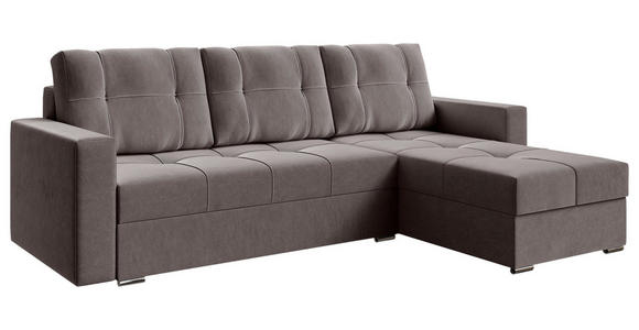 ECKSOFA Dunkelgrau Samt  - Chromfarben/Dunkelgrau, KONVENTIONELL, Kunststoff/Textil (233/140cm) - Carryhome
