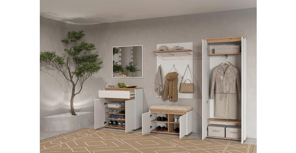 GARDEROBE  in 263,5/193/41,4 cm  - Weiß/Eiche Artisan, MODERN, Holzwerkstoff (263,5/193/41,4cm) - Carryhome