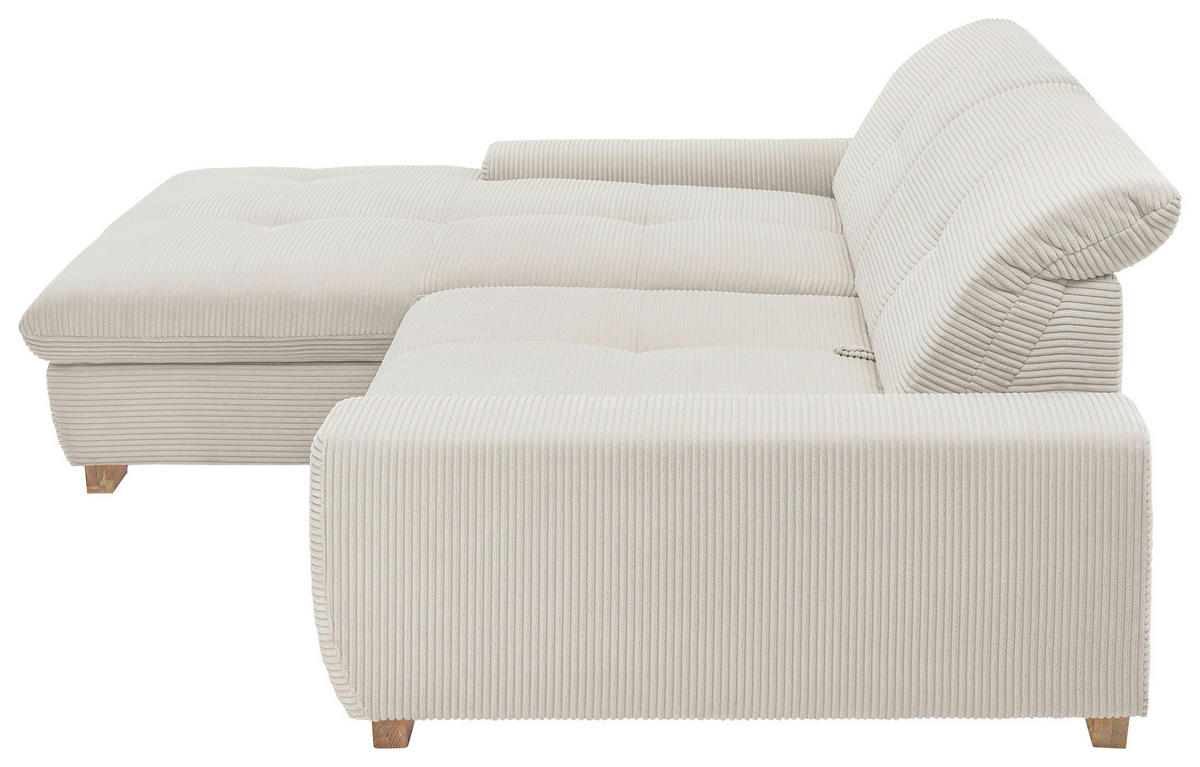 ECKSOFA Creme Cord  - Eichefarben/Creme, Design, Holz/Textil (198/276cm) - SetOne by Musterring