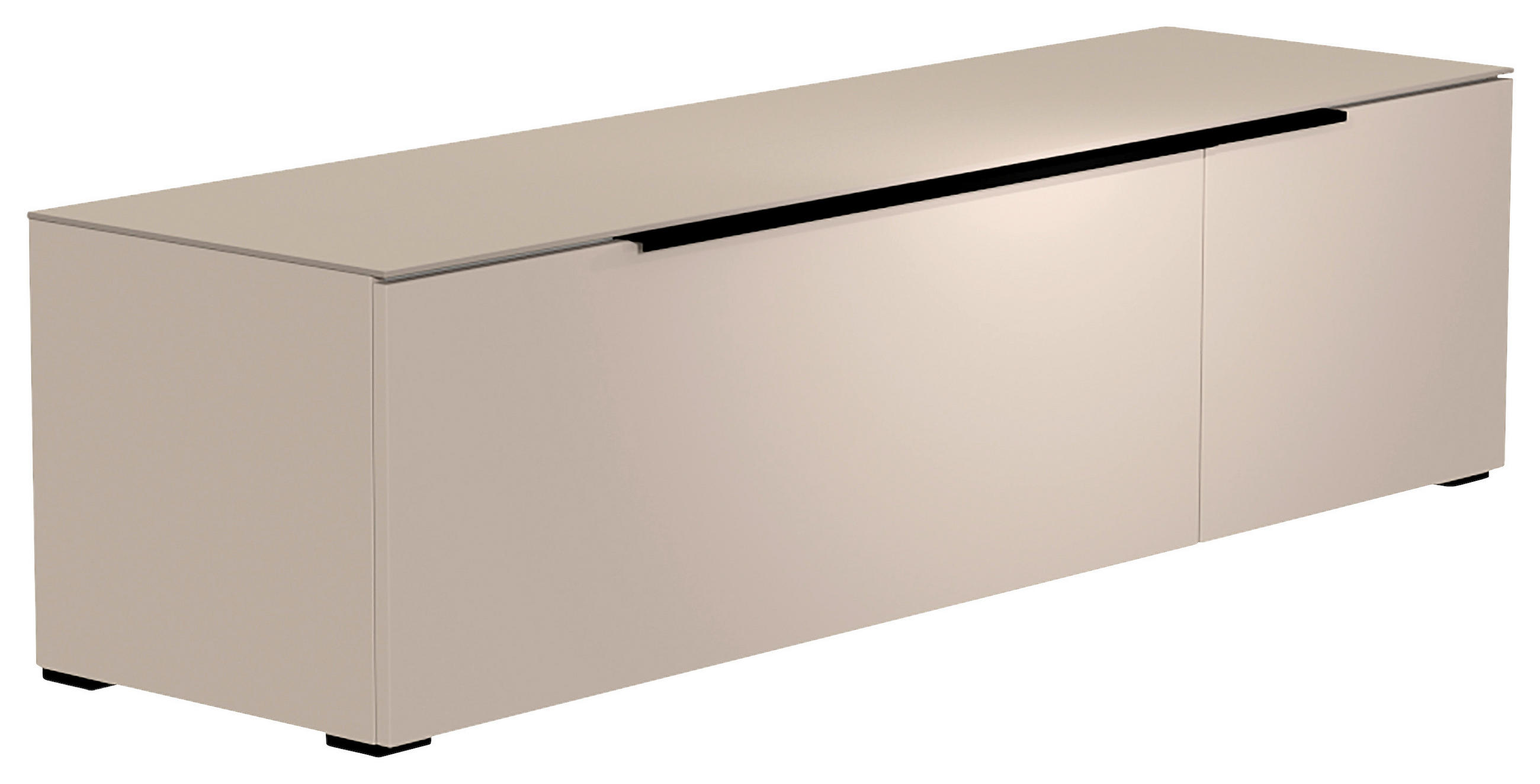 LOWBOARD Schwarz, Sandfarben  160/43/45 cm  - Sandfarben/Schwarz, Design, Glas/Holzwerkstoff (160/43/45cm) - Moderano