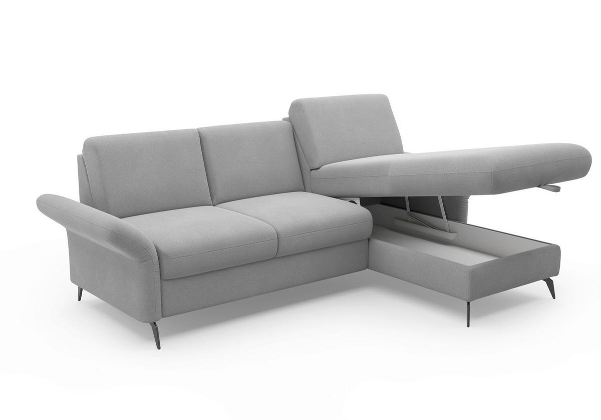 ECKSOFA in Flachgewebe Grau  - Schwarz/Grau, Konventionell, Textil/Metall (251/164cm) - Sit & More