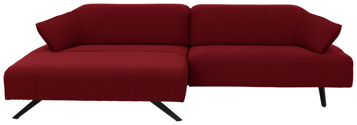 ECKSOFA in Struktur Rot  165/276 cm  - Anthrazit/Rot, Design, Textil/Metall (165/276cm) - Himolla