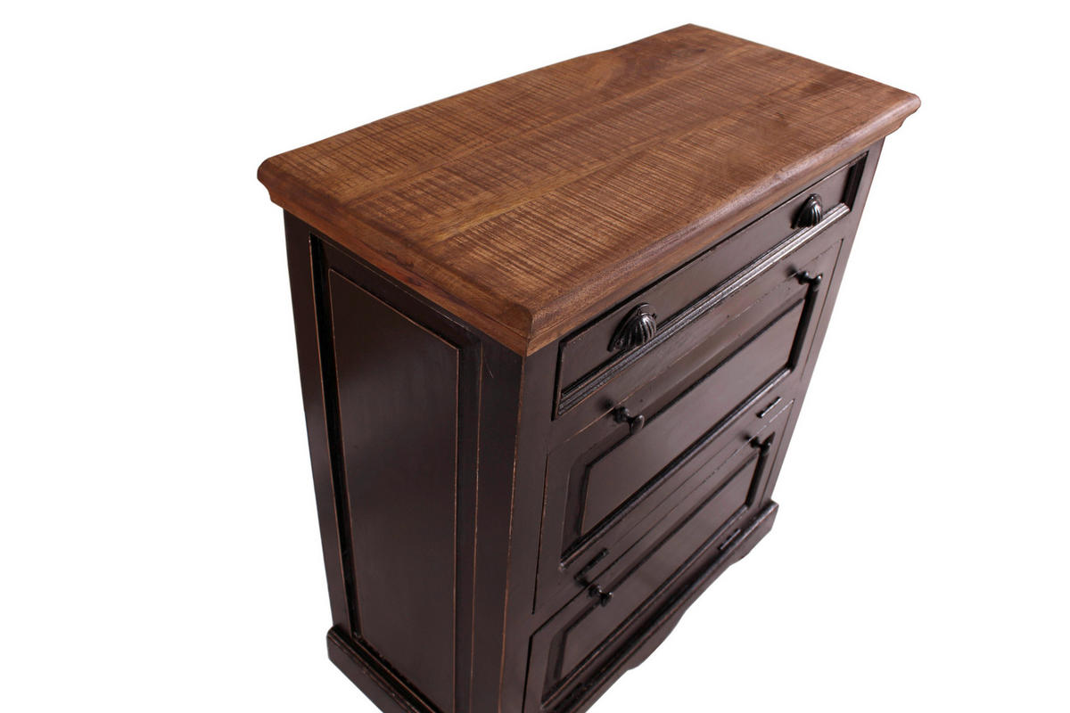 SCHUHSCHRANK Mangoholz massiv Schwarz, Honig  - Schwarz/Honig, Design, Holz/Holzwerkstoff (85/90/40cm) - MID.YOU