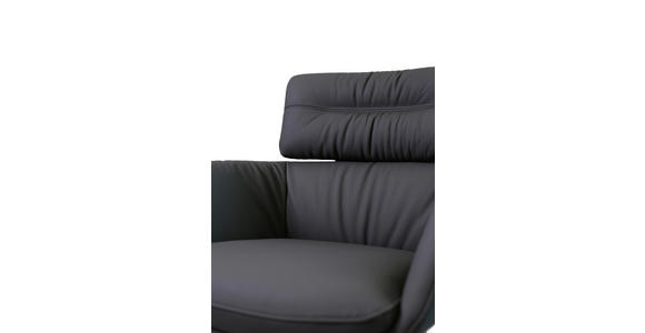 ARMLEHNSTUHL  in Eisen Echtleder pigmentiert  - Dunkelgrau/Schwarz, Design, Leder/Metall (62/92/66cm) - Dieter Knoll