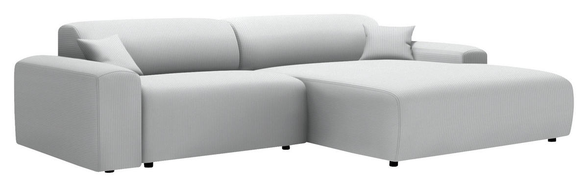 ECKSOFA in Velours, Feincord Silberfarben  292/178 cm  - Silberfarben/Schwarz, Design, Kunststoff/Textil (292/178cm) - home24