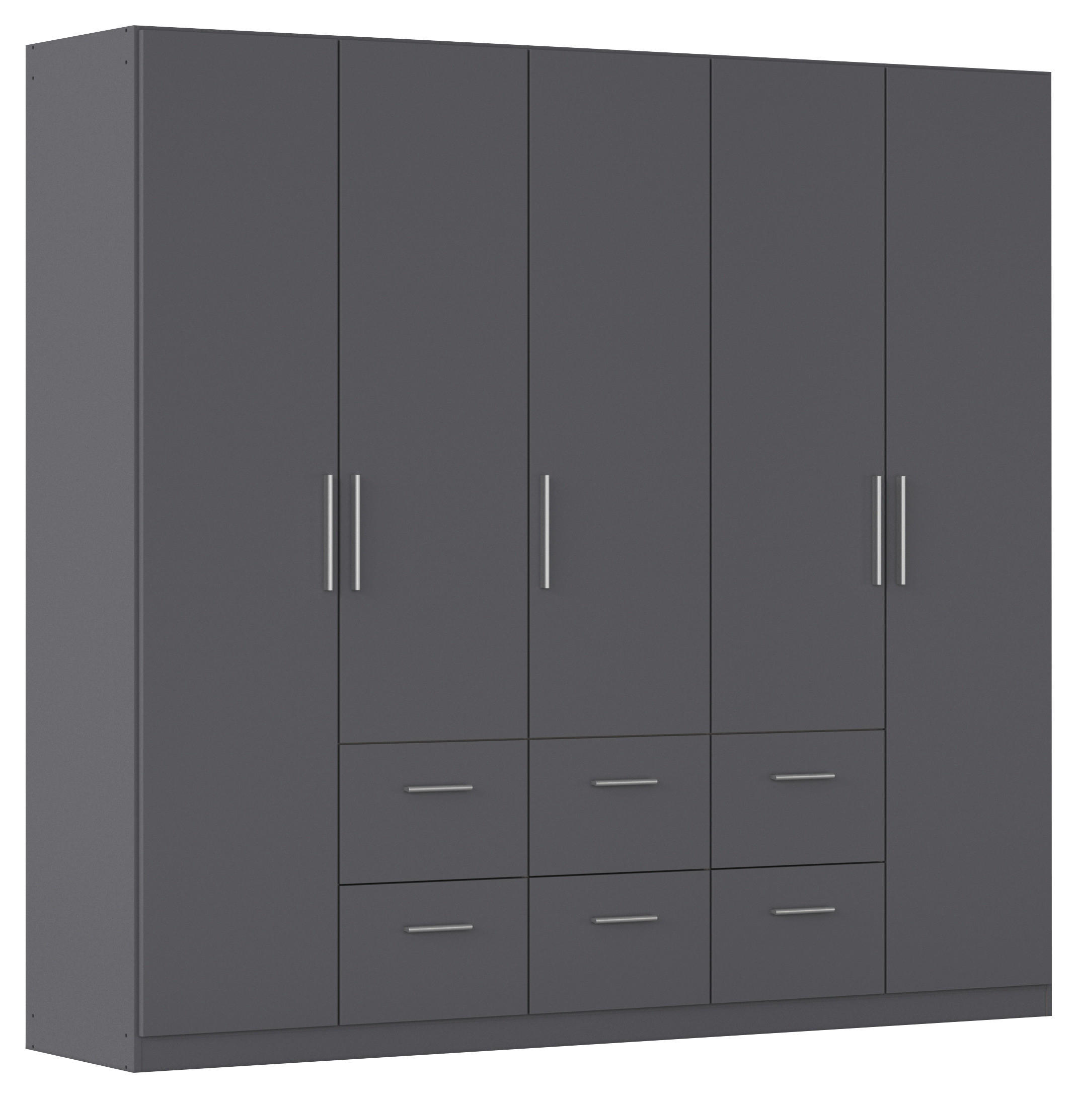 DREHTÜRENSCHRANK 226/210/54 cm,  in Grau, 5-türig  - Alufarben/Grau, KONVENTIONELL, Holzwerkstoff/Kunststoff (226/210/54cm) - home24