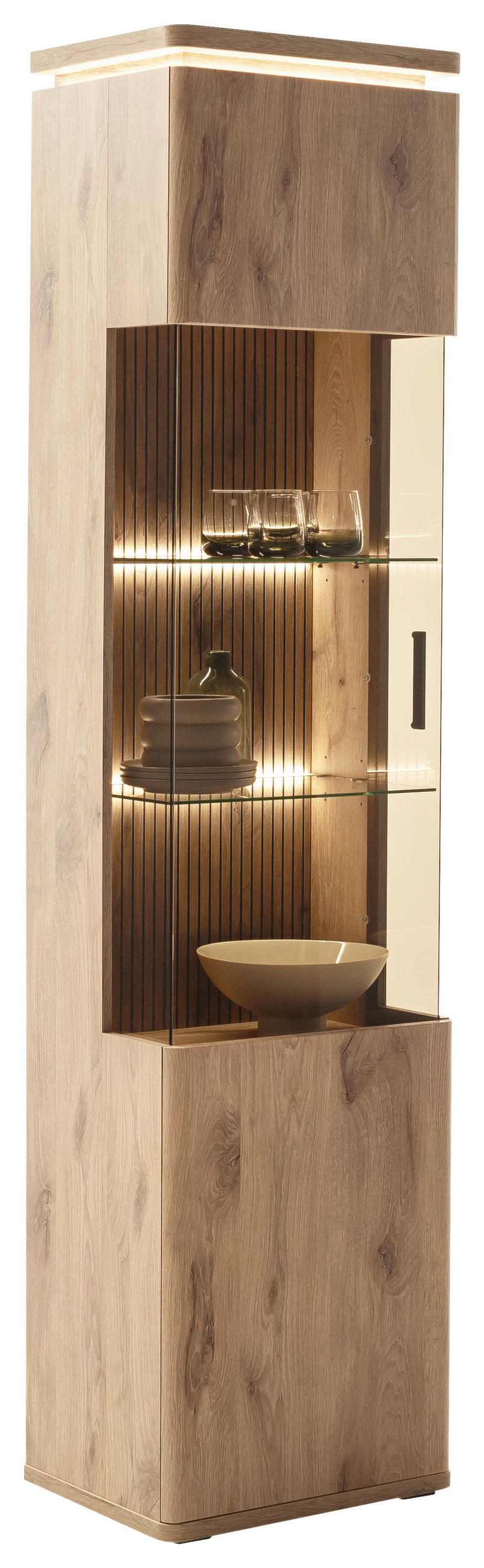 VITRINE  in Eichefarben - Eichefarben/Anthrazit, KONVENTIONELL, Glas/Holzwerkstoff (50/208/38cm) - Cantus