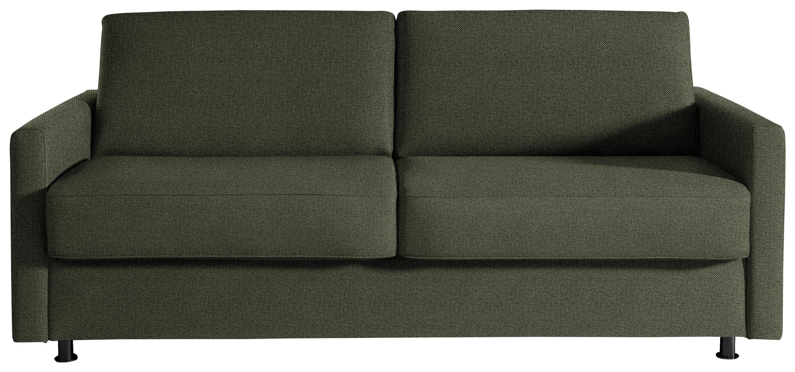 SCHLAFSOFA  in Flachgewebe Olivgrün  - Schwarz/Olivgrün, KONVENTIONELL, Textil/Metall (207/88/101cm) - Bali