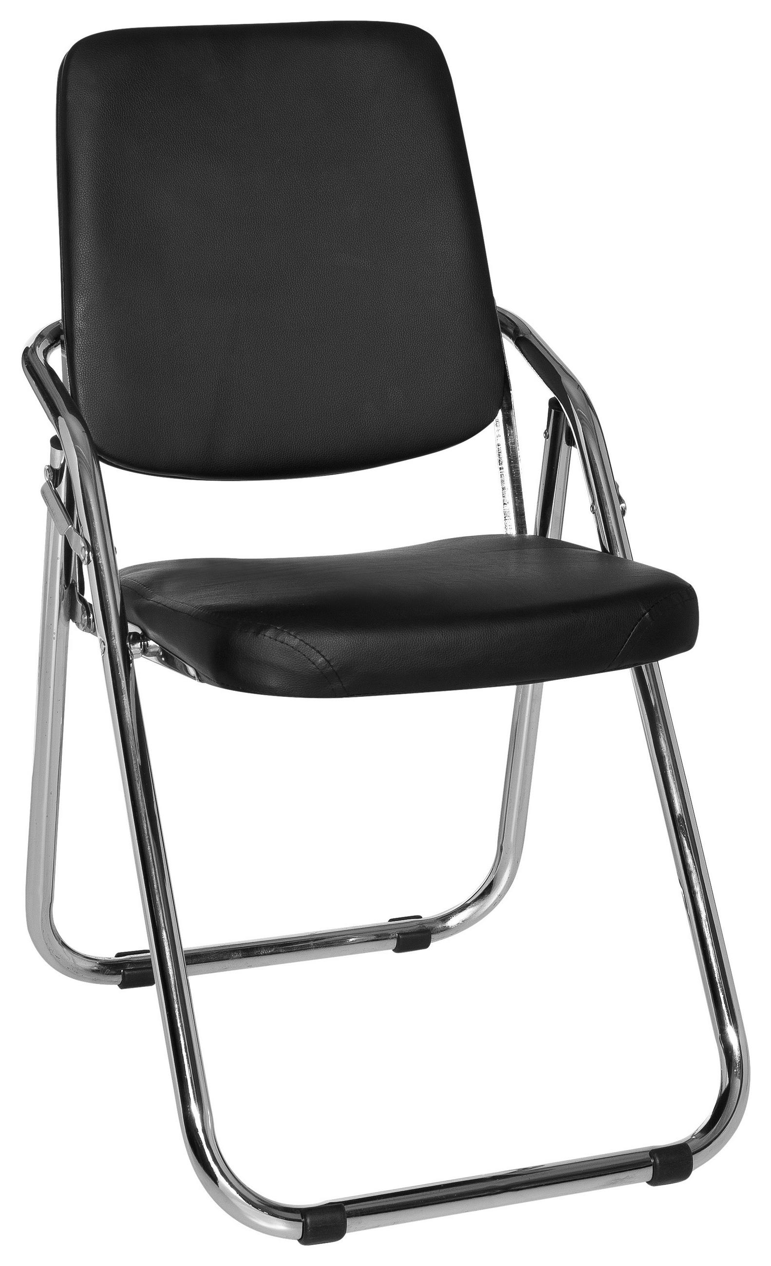 KLAPPSTUHL Lederlook Schwarz  - Chromfarben/Schwarz, MODERN, Textil/Metall (48/91/40cm) - MID.YOU