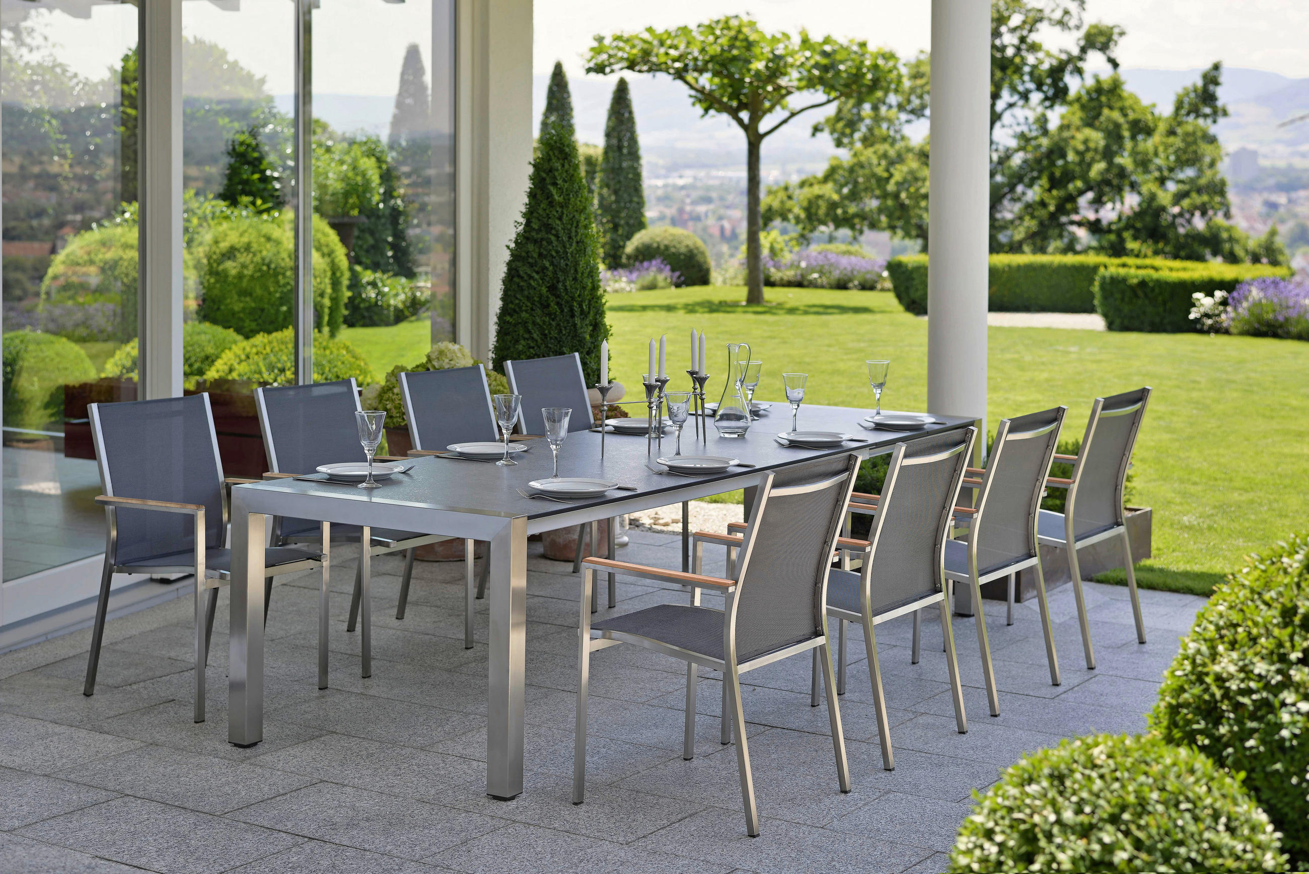 STAPELSESSEL Edelstahl Grau, Silberfarben  - Silberfarben/Grau, Design, Holz/Textil (57/92/61cm) - Stern