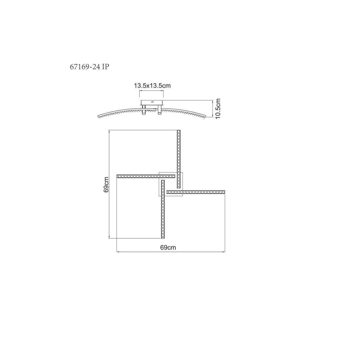 LED MENNYEZETI LÁMPA - krómszínű, Design, műanyag/fém (69/69/10.5cm)