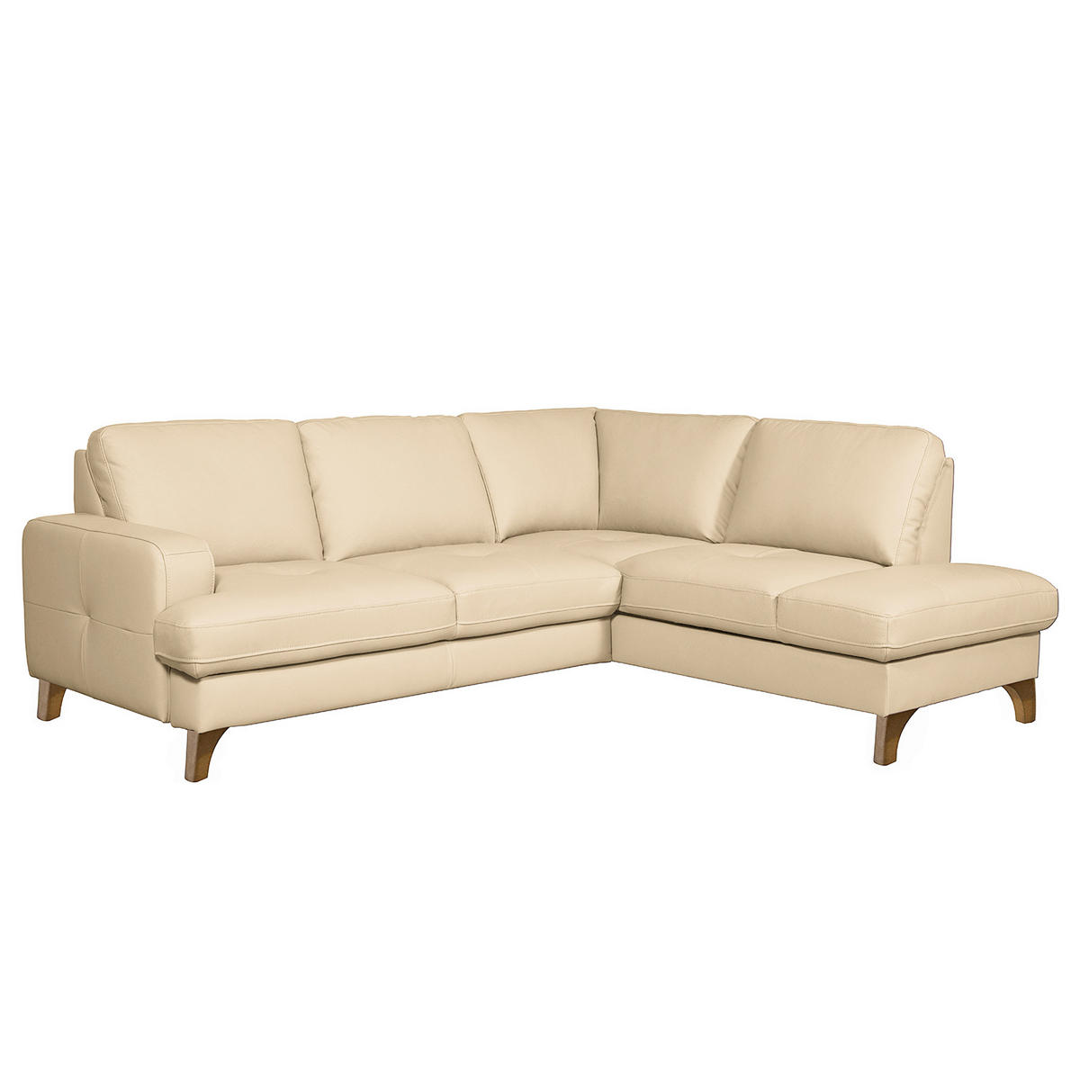 ECKSOFA Lederlook Echtleder Beige  - Beige/Buchefarben, Design, Leder/Holz (234/190cm) - Livetastic
