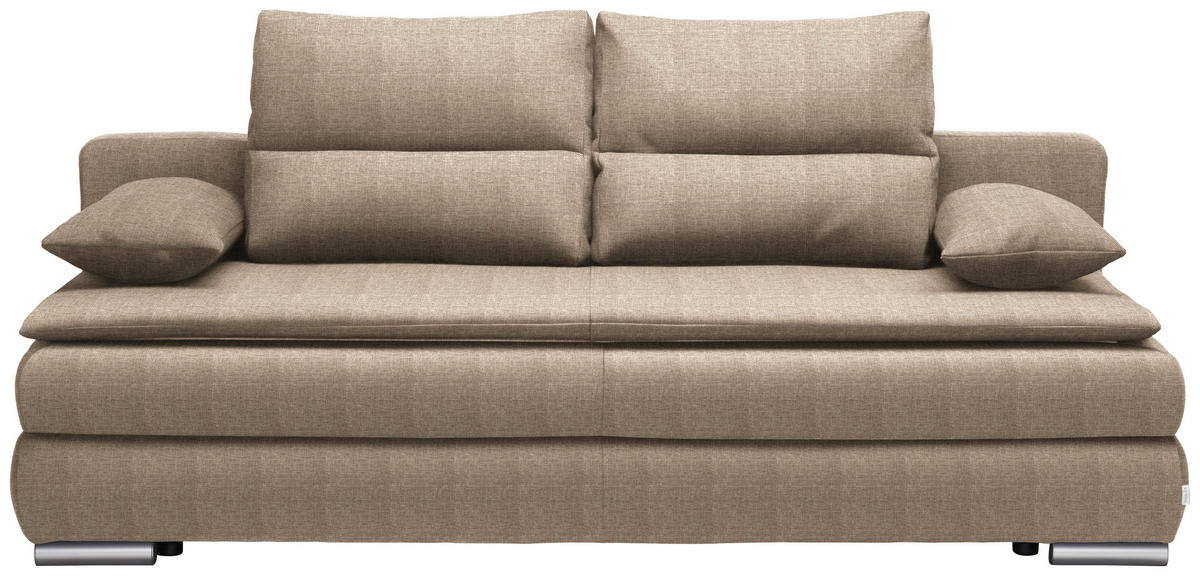 SCHLAFSOFA Webstoff Braun  - Silberfarben/Braun, KONVENTIONELL, Kunststoff/Textil (207/94/90cm) - Livetastic