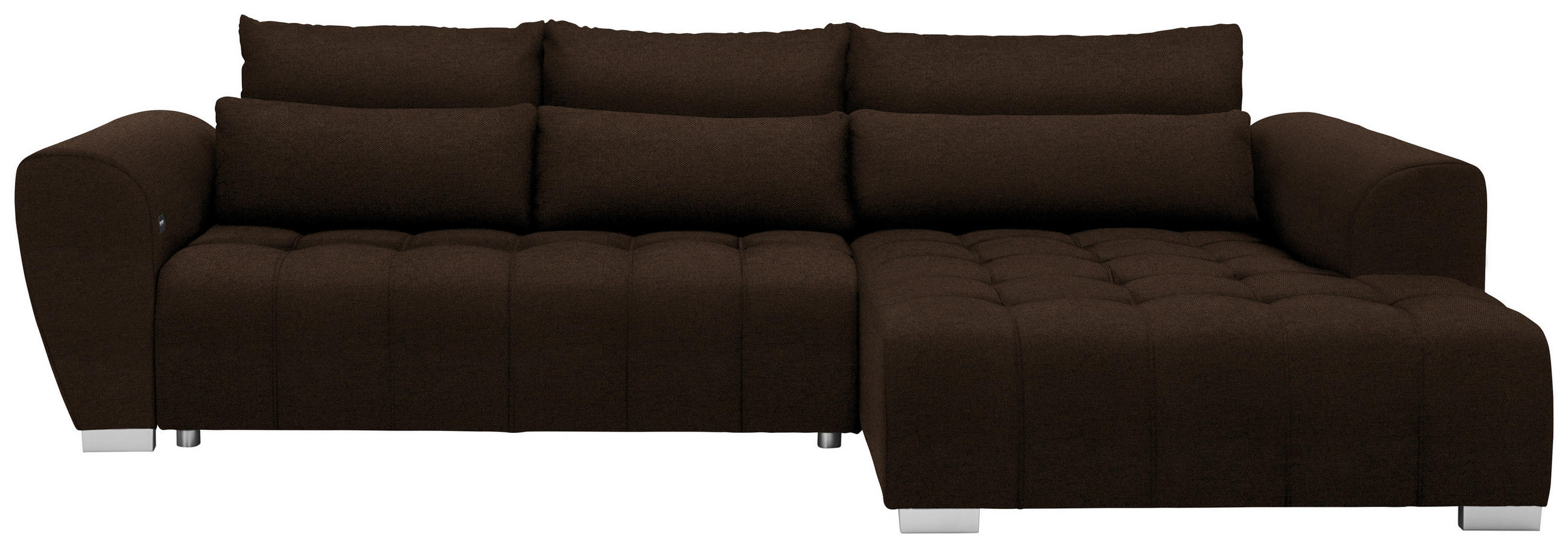 ECKSOFA in Webstoff Dunkelbraun  304/218 cm  - Dunkelbraun/Silberfarben, MODERN, Kunststoff/Textil (304/218cm) - Carryhome