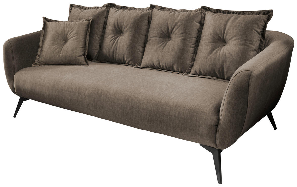 3-SITZER-SOFA in Velours Braun  - Schwarz/Braun, Modern, Holz/Textil (236/94/103cm) - Livetastic