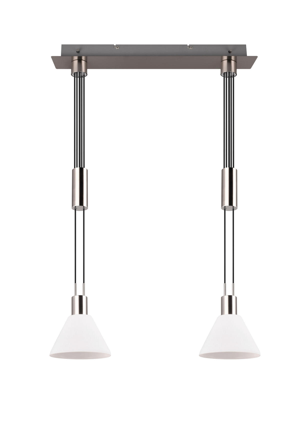 HÄNGLAMPA Stanley 19/55/160 cm  - vit/nickelfärgad, Klassisk, metall/glas (19/55/160cm) - Trio Leuchten