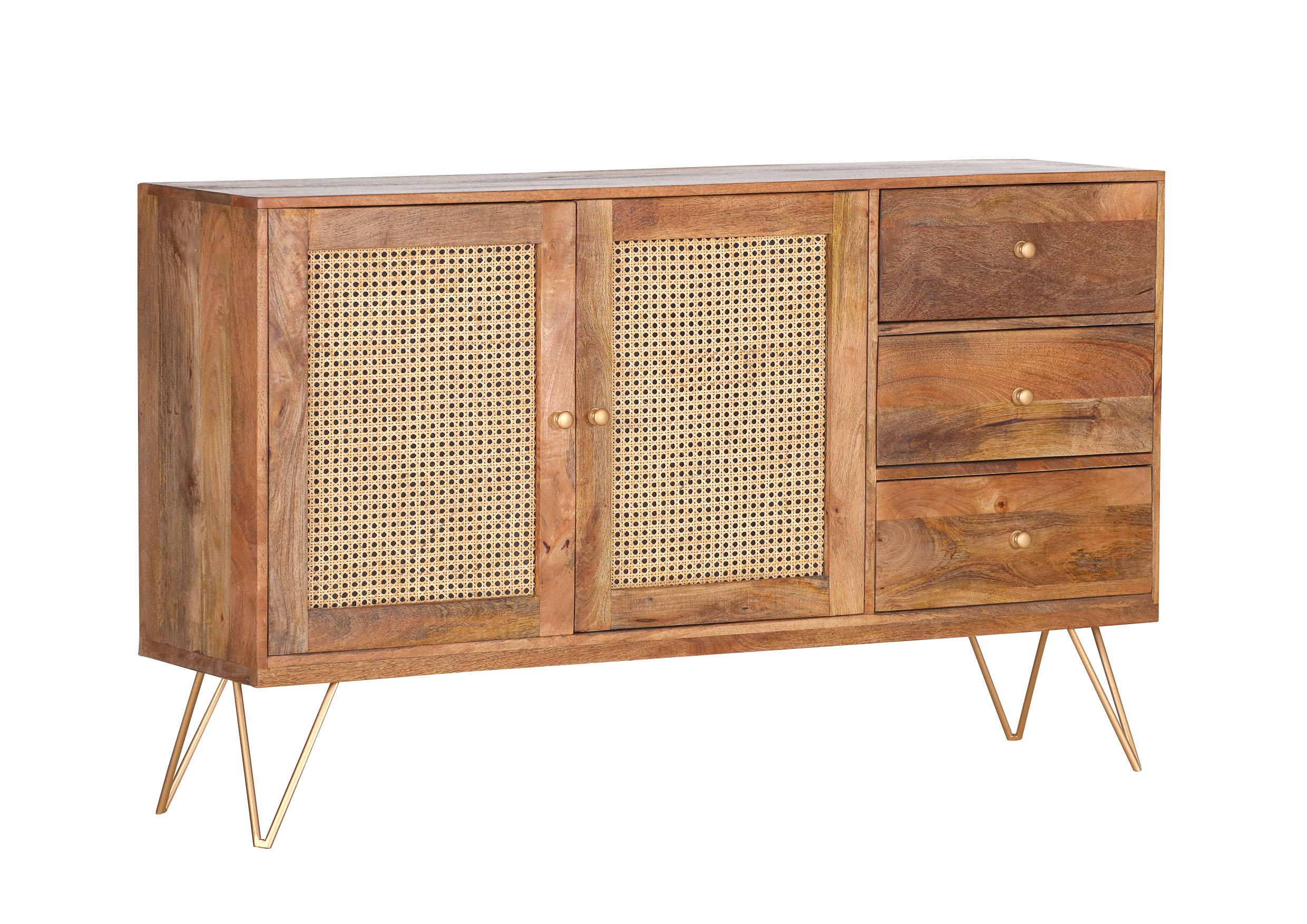 SIDEBOARD 145/87/39 cm  - brun/mässingsfärgad, Lifestyle, metall/trä (145/87/39cm)