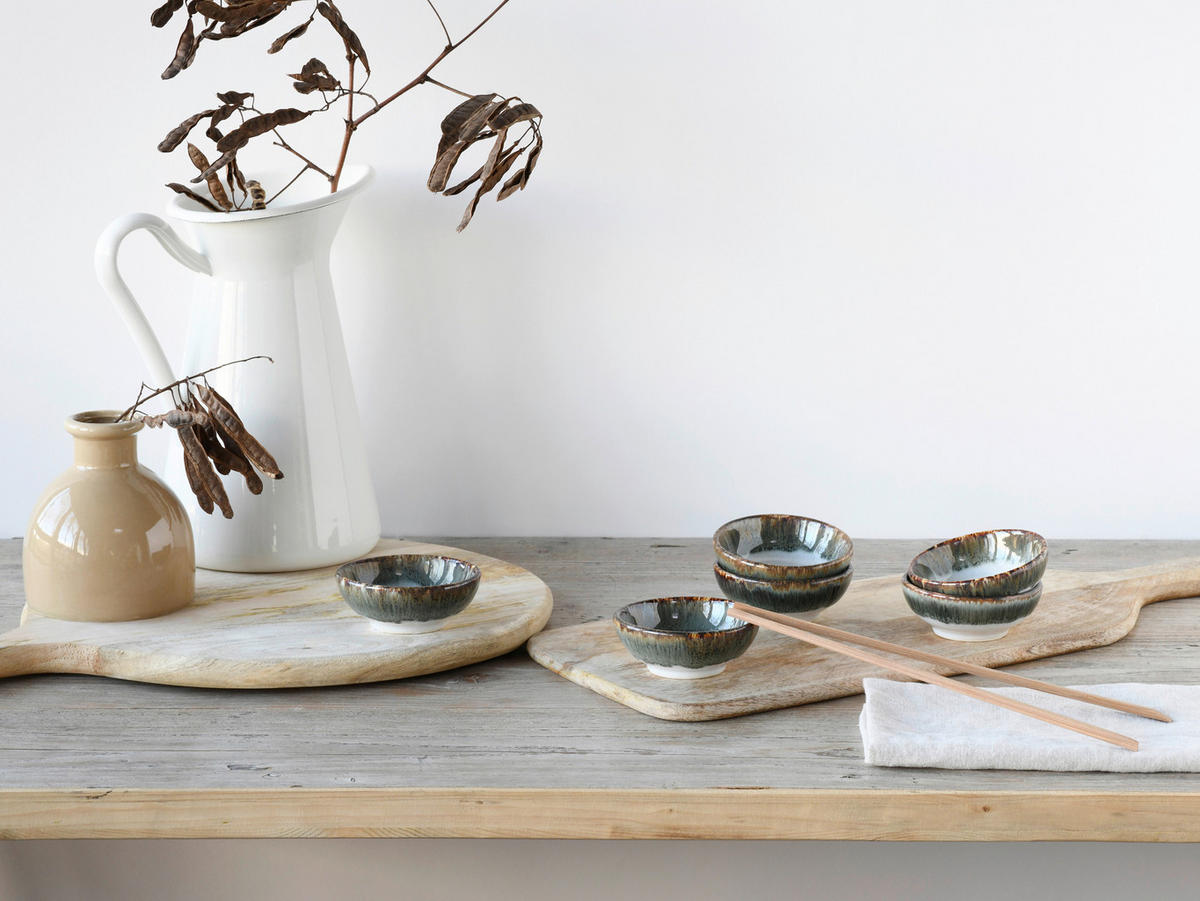 DIPSCHALENSET Keramik Steinzeug  - Blaugrau/Weiß, Design, Keramik - Creatable