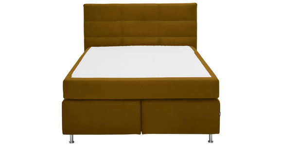 BOXSPRINGBETT 140/200 cm in Currygelb - Currygelb/Alufarben, KONVENTIONELL, Textil/Metall (140/200cm) - Dieter Knoll