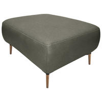 HOCKER in Leder Grau  - Beige/Schwarz, Natur, Leder/Holz (65/46/55cm) - Valnatura