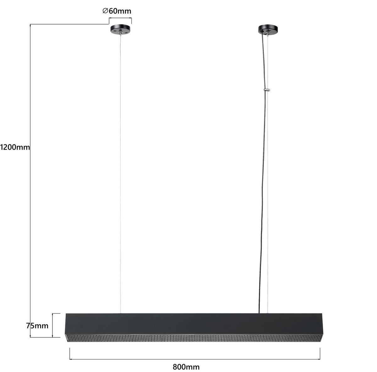 LED-HÄNGELEUCHTE Mira  120/80/6 cm  - Schwarz, Design, Metall (120/80/6cm)