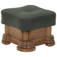 HOCKER in Holz, Leder Dunkelgrün  - Dunkelgrün, Konventionell, Leder/Holz (50/40/50cm) - Max Winzer