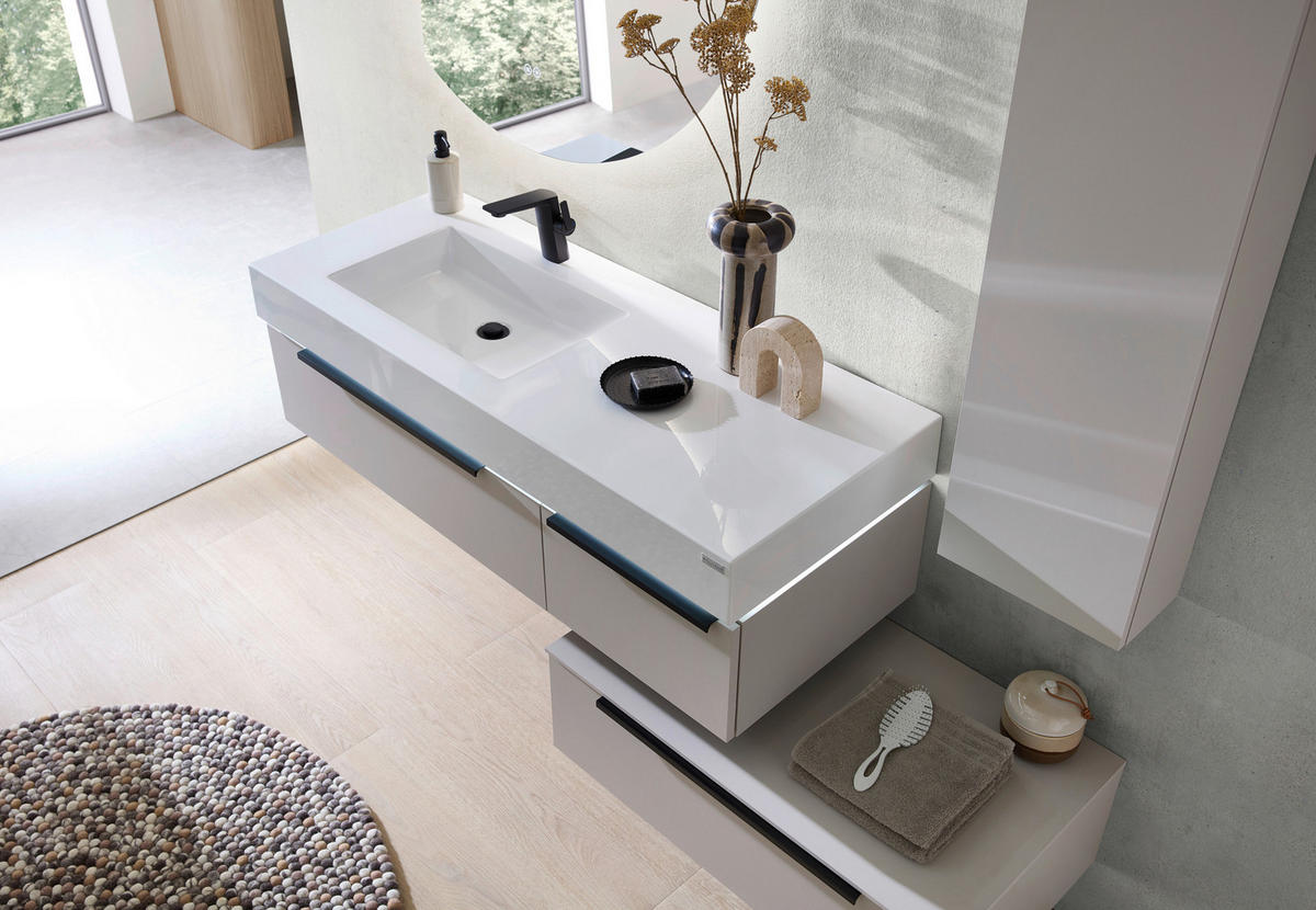 MOSDÓSZEKRÉNY MOSDÓVAL  - kasmírszínű/fekete, Konventionell, faalapú anyag/kő (127cm) - Dieter Knoll