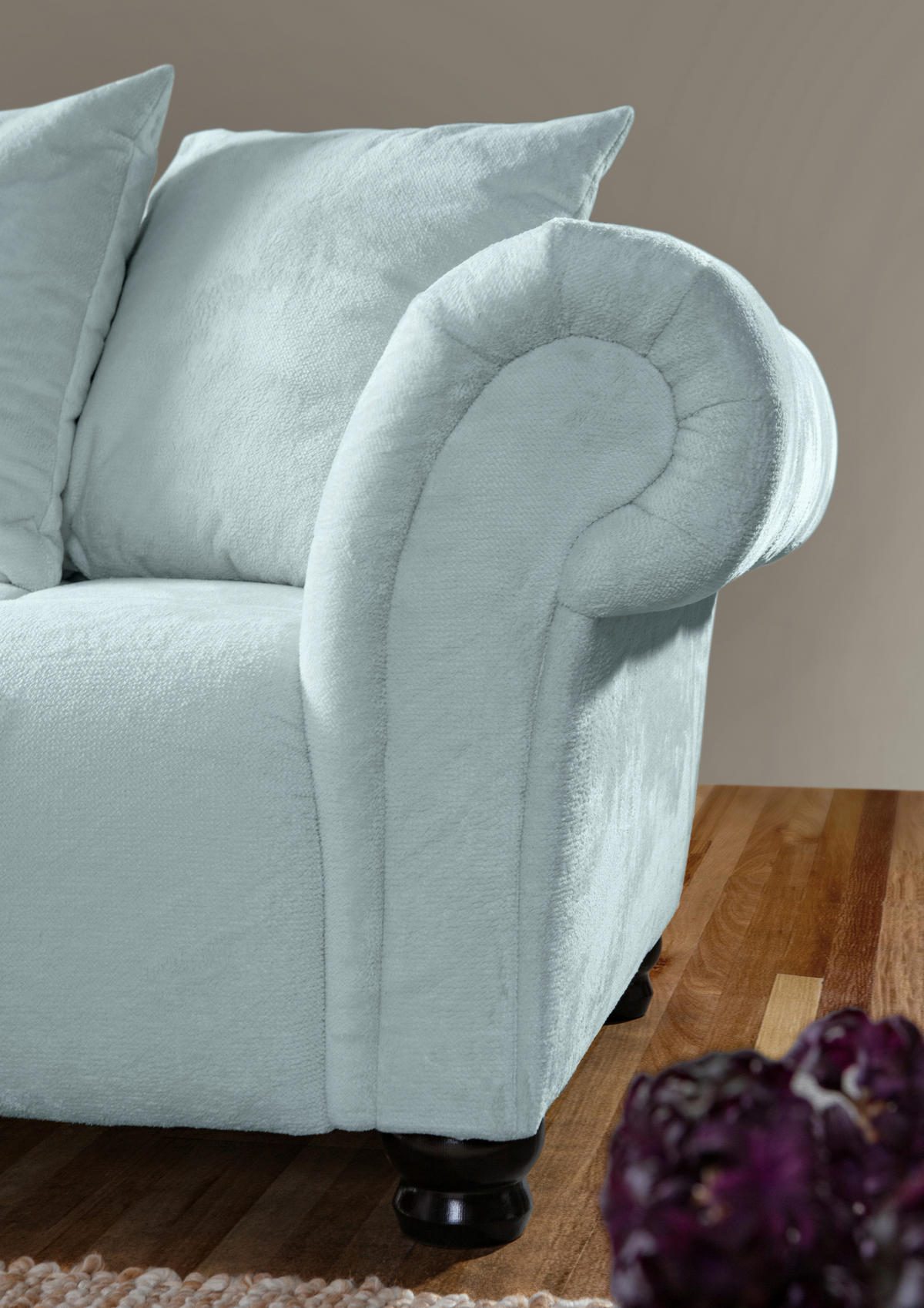 HÖRNSOFFA i plysch mintgrön  - mintgrön/mörkbrun, Klassisk, trä/textil (190/288cm) - MID.YOU