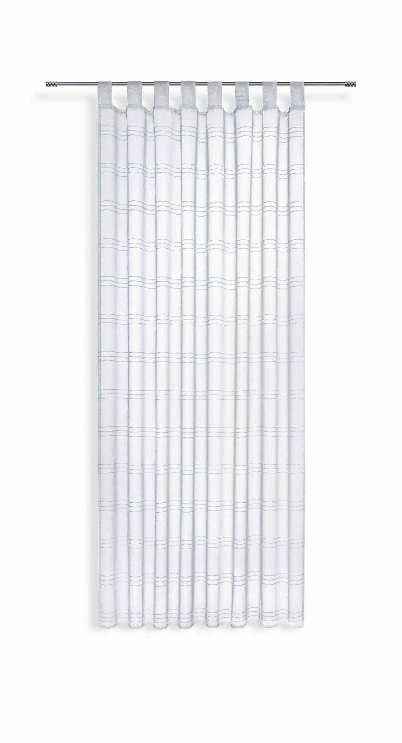 Vorhang mit Schlaufen und Band Halina 145x245 cm Weiß/ Taupe