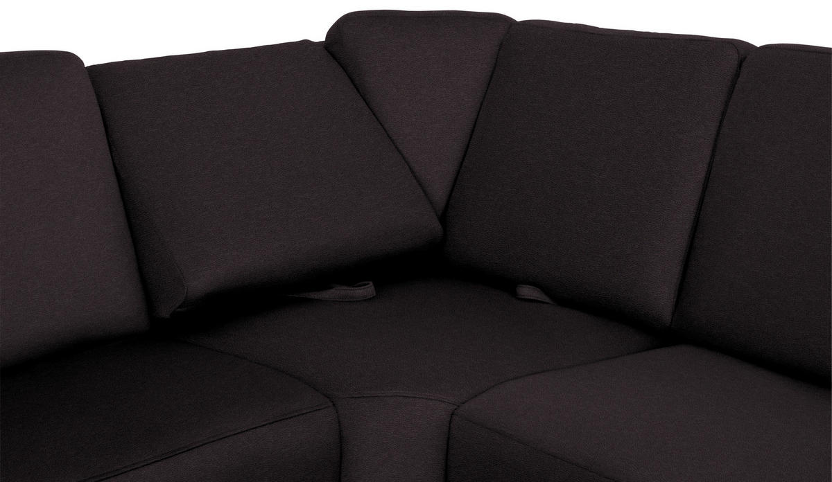 WOHNLANDSCHAFT in Flachgewebe Anthrazit  - Chromfarben/Anthrazit, KONVENTIONELL, Textil/Metall (163/336/240cm) - Beldomo System