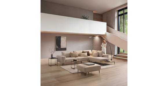 ECKSOFA in Leinwand Naturfarben 318/271 cm - Schwarz/Naturfarben, Design, Textil/Metall (318/271cm) - Emilio Belluti