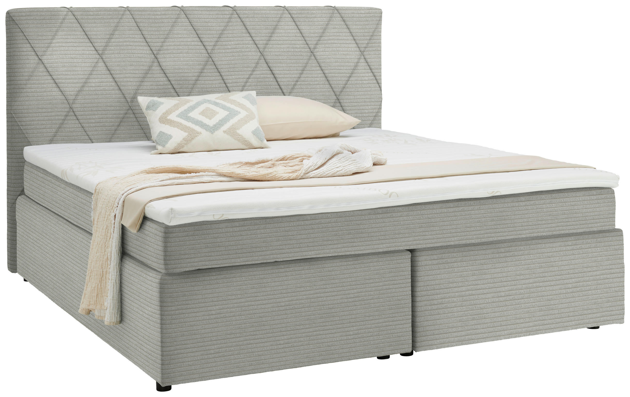 BOXSPRINGBETT 160/200 cm  in Grauweiss  - Schwarz/Grauweiss, Design, Holzwerkstoff/Kunststoff (160/200cm) - Xora