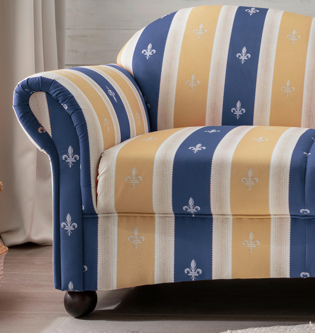 OTTOMANE Mikrofaser Blau  - Wengefarben/Blau, KONVENTIONELL, Holz/Textil (86/84/190cm) - Livetastic