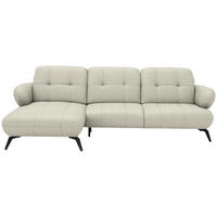 ECKSOFA Flachgewebe Sandfarben  - Sandfarben/Schwarz, Modern, Textil/Metall (180/282cm) - Novel