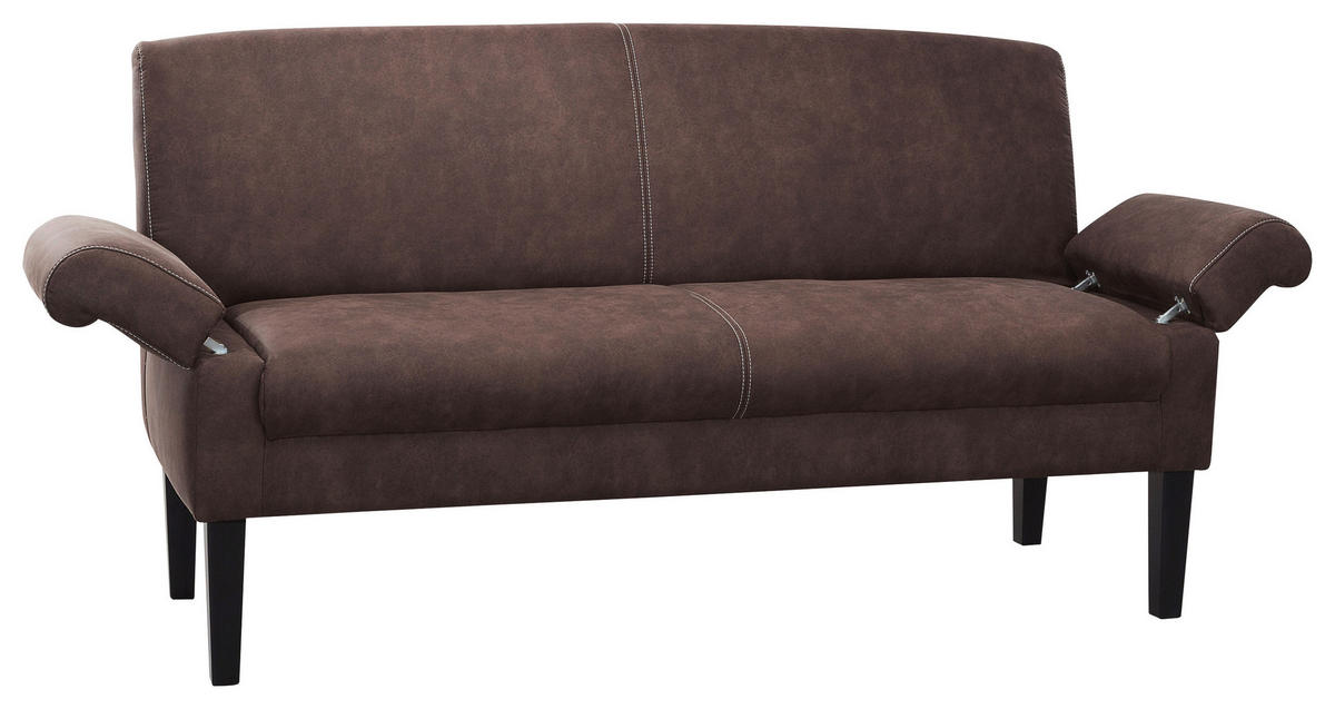 3-SITZER-SOFA in Mikrofaser Dunkelbraun  - Dunkelbraun/Beige, KONVENTIONELL, Holz/Textil (182/97/78cm) - Sit & More
