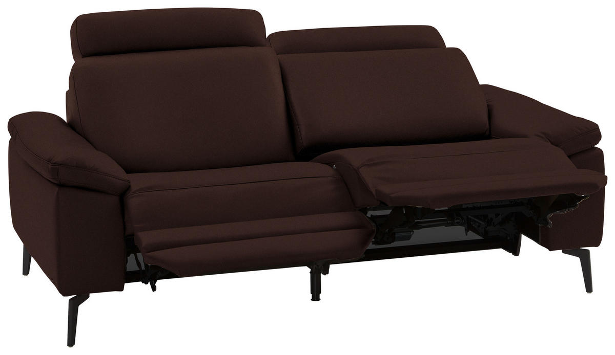 2,5-SITZER in Echtleder Braun  - Schwarz/Braun, Design, Leder/Metall (196/88/100cm) - Valdera