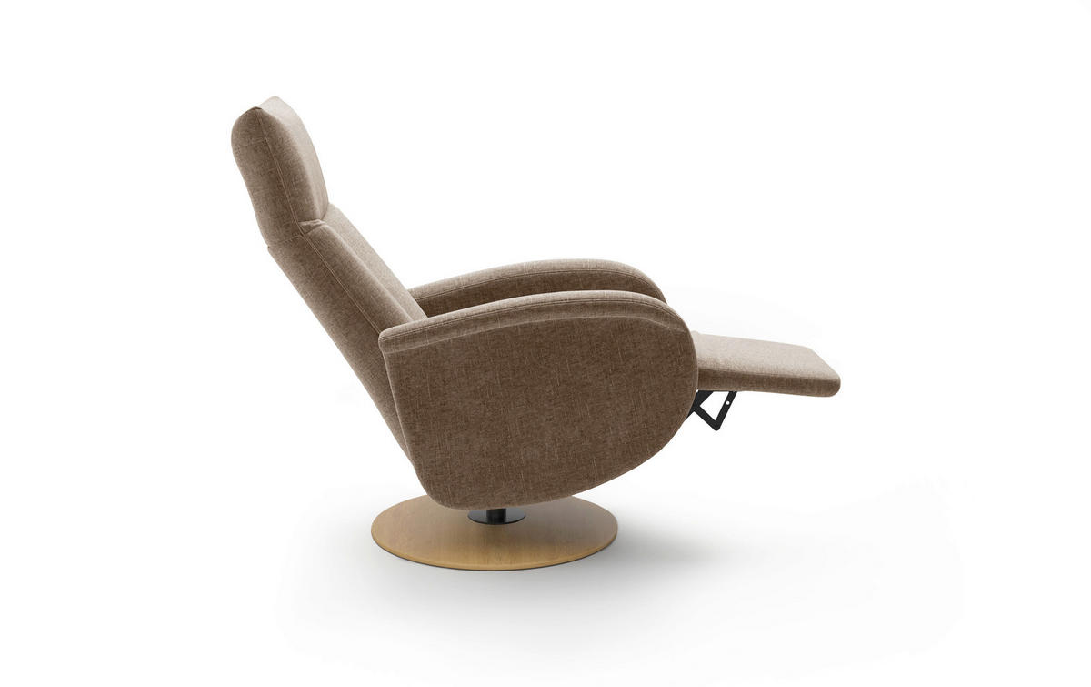 RELAXSESSEL GLENDALE E Flachgewebe Kopfteilverstellung, Rücken echt    - Hellbraun/Eichefarben, KONVENTIONELL, Holzwerkstoff/Textil (75/112/82cm) - Sit & More