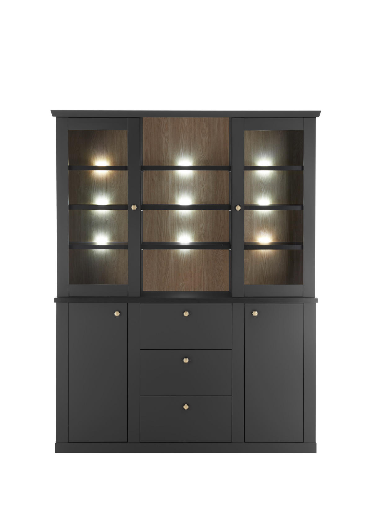 BUFFET 158/201/42 cm  in  - Eichefarben/Messingfarben, Design, Holzwerkstoff/Metall (158/201/42cm) - MID.YOU