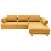 ECKSOFA in Chenille Gelb  - Chromfarben/Gelb, Natur, Textil/Metall (297/214cm) - Valdera