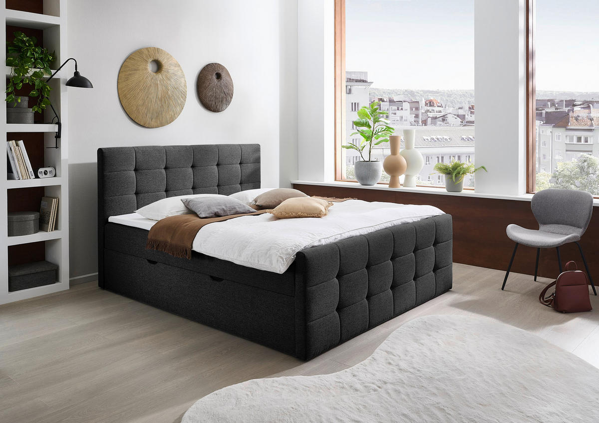 BOXBETT 180/200 cm  in Schwarz  - Schwarz, Basics, Textil (180/200cm) - Boxxx