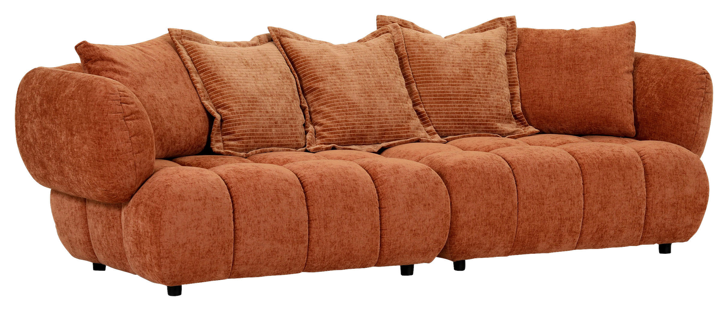 BIGSOFA in Flachgewebe Rostfarben  - Rostfarben/Schwarz, Konventionell, Kunststoff/Textil (264/72/101cm) - Carryhome